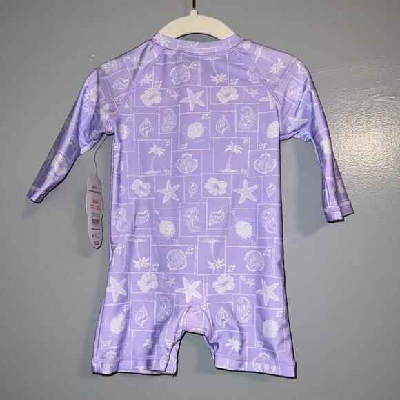 NWT Wonder Nation Baby Zip Rashie Lavender Sky Squares Size 3-6M - Picture 4 of 6